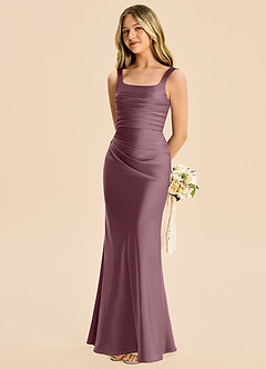 Azazie Agustina Junior Etui Plissee Stretch-Satin Kleid Amethyst image1