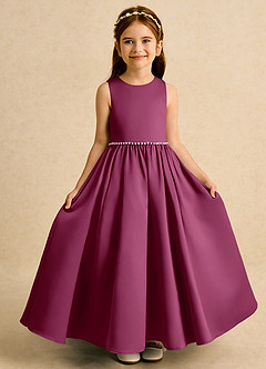 Azazie Daisies Robe Demoiselle D'honneur Fillette Robe Princesse en Mat Satiné Arc Mûre image5