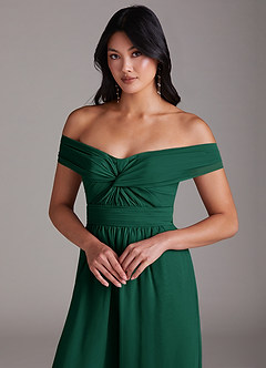 Azazie Lamara Bridesmaid Dresses Emerald Off the Shoulder Chiffon Convertible Jumpsuit image14