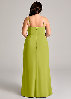 Azazie Maci Jurken voor bruidsmeisjes Jurk van Chiffon met Kolom Geplooide Citroengras image9