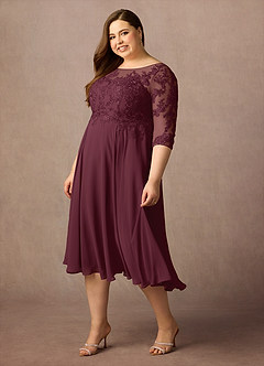 Azazie Marge Mother of the Bride Dresses Cabernet A-Line Scoop Lace Chiffon Dress image9
