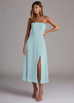 Azazie Wren Bridesmaid Dresses Sea Glass A-Line Strapless Chiffon Dress image1