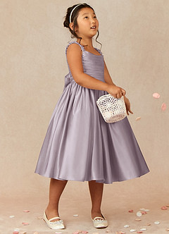 Azazie Cutie Pie vestidos de niña de las flores Vestido de Atardecer de Satin Mate de Corte En A con Plisado image1