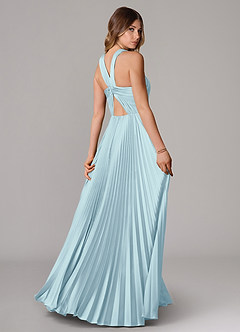 Azazie Afra Abiti da Damigella Abito A-Line in Raso Elasticizzato Plissettato Nuvola Blu image2