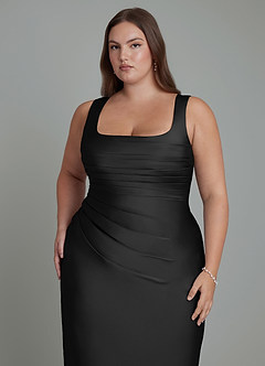 Azazie Agustina Bridesmaid Dresses Black Mermaid Corset Stretch Satin Dress image12