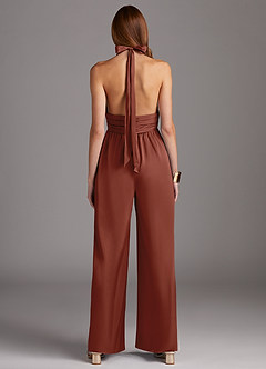 Azazie Oli Brautjungfernkleider Plissee Stretch-Satin Overall/Jumpsuit Rotbraun image2