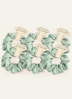 front Matching Color Six-Piece Bridesmaid Stretch Satin Regular Size Scrunchie Set