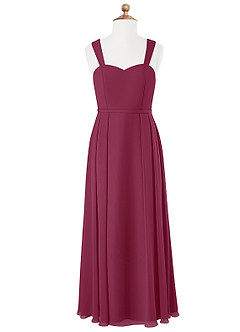 Azazie Simoan Junior Abito A-Line in Chiffon Scollo a Cuore Gelso image4