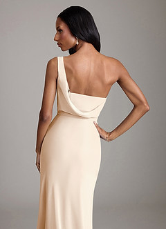 Azazie Madelyn Bridesmaid Dresses White Alabaster Mermaid One Shoulder Chiffon Convertible Dress image8
