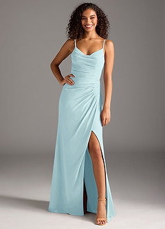 Azazie Deandra Bridesmaid Dresses Sea Glass Mermaid Pleated Chiffon Dress image1