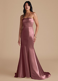 Azazie Aura Vestidos de damas de honor Vestido de Malva Vintage de Satén Metálico de Corte Sirena Convertible image6
