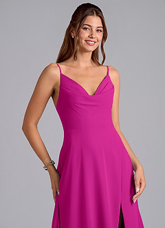 Azazie Sarella Bridesmaid Dresses Fuchsia A-Line with Pockets Chiffon Dress image6