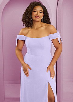 Barbie ♥ Azazie Brautjungfernkleider Wandelbar A-Linie Schulterfrei Chiffon Kleid Flieder image11