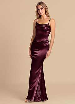 Azazie Sorrel Brautjungfernkleider Wandelbar Meerjungfrau-Linie Korsett Metallischer Satin Kleid Cabernetrot image4
