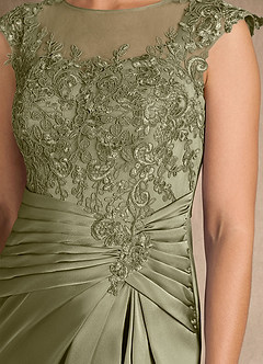 Azazie Santa Barbara Abiti per la Madre della Sposa Abito Tubino in Raso Elasticizzato Plissettato Pistacchio image9