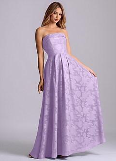 Azazie Lucienne Vestidos de damas de honor Vestido de Lila de Devorado Floral de Corte en A con Sin tirantes image4