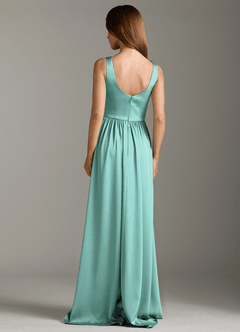 Azazie Keyla Brautjungfernkleider A-Linie Plissee Stretch-Satin Kleid Aqua image8