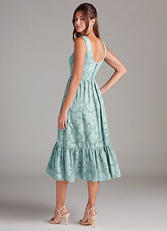 Azazie Alissa Bridesmaid Dresses Mist A-Line with Pockets Floral Burnout Dress image7