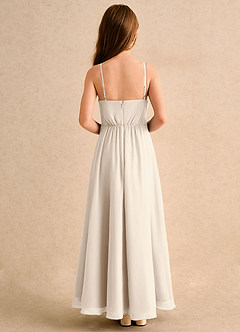 Azazie Twilight Dance Girls Formal Flower Girl Dresses White Alabaster A-Line Pleated Chiffon Dress image2