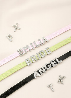 front Colar gargantilha de couro com nome personalizado