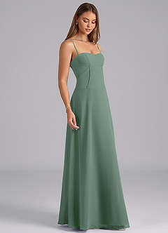 Azazie Valentine Bridesmaid Dresses Eucalyptus A-Line Corset Chiffon Dress image5
