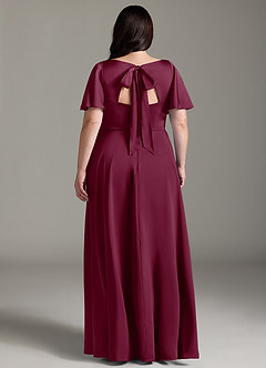 Azazie Kimber Bridesmaid Dresses Mulberry A-Line Ruched Stretch Satin Dress image8