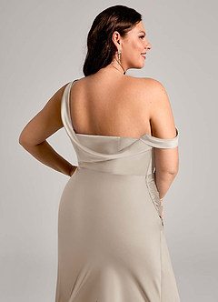 Azazie Madelyn Bridesmaid Dresses Frost Mermaid One Shoulder Stretch Satin Convertible Dress image14