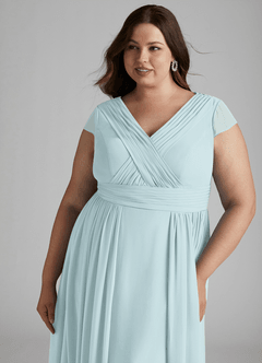 Azazie Organa Bridesmaid Dresses Mist A-Line Pleated Chiffon Dress image11