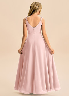 Azazie Elodie Junior Powder Pink A-Line Chiffon Dress image6