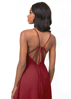 Azazie Everleigh Brautjungfernkleider A-Linie Herzchen Gefaltet Chiffon Kleid Granatapfelrot image4