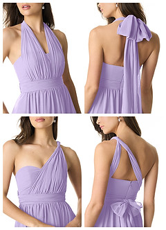 Azazie Olani Bridesmaid Dresses Lilac A-Line Off the Shoulder Chiffon Convertible Dress image2