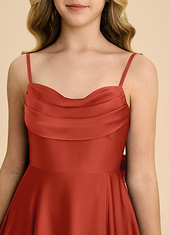 Azazie Bear Junior A-Linie Herzausschnitt Stretch-Satin Kleid Rost image8