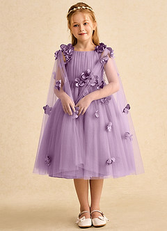 Azazie Staria Flower Girl Dresses Wisteria Ball-Gown Ruched Tulle Dress image3