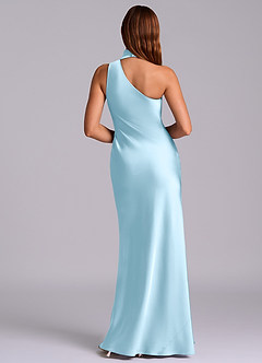 Azazie Seona Bridesmaid Dresses Sky Blue Mermaid One Shoulder Stretch Satin Dress image4