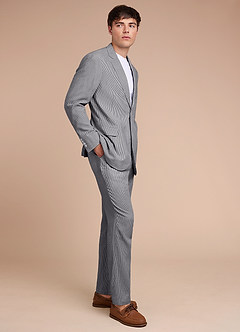 front Gavin Grey Striped Seersucker Trousers Suit