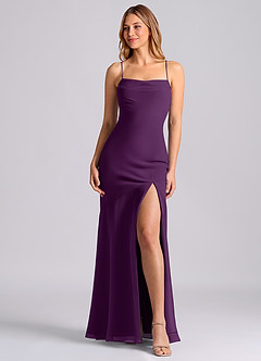 Azazie Grata 신부 들러리 드레스 인어 주름진 쉬폰 바닥 길이 드레스 image1