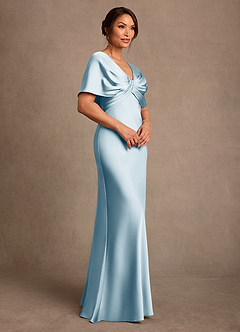 Azazie Dosia Moeder van de bruid jurken Kolom Jurk van Stretch Satijn Geplooid Hemelsblauw image2