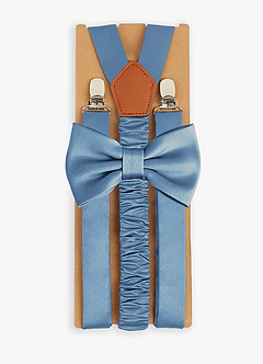 front Matching Matte Satin Bow Tie & Suspenders Set