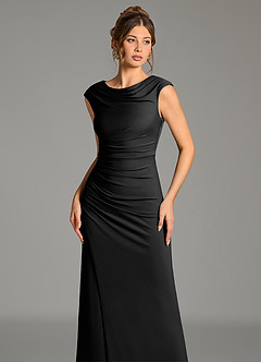 Azazie Chantal Bridesmaid Dresses Black Mermaid Pleated Premium Stretch Jersey Dress image4