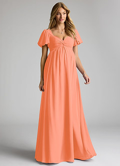 Azazie Madisynn Maternity Bridesmaid Dresses Bow Chiffon Floor-Length Dress image1