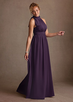 Azazie Antoinette Mother of the Bride Dresses Plum A-Line Pleated Chiffon Dress image4