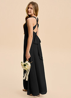 Azazie Kirsten Junior A-Linie Plissee Chiffon Kleid Schwarz image1