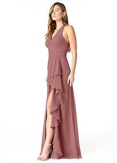 Azazie Aviv Final Sale Desert Rose A-Line Pleated Chiffon Dress image3