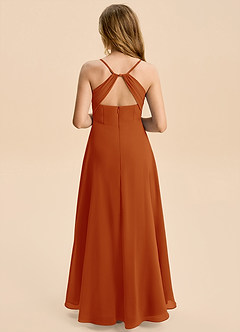 Azazie Gia Junior A-Linie Plissee Chiffon Kleid Paprika image2