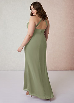 Azazie Becca Brautjungfernkleider Etui V-Hals Chiffon Kleid Pistazie image10