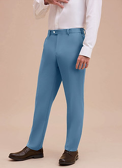 front Ethan Steel Blue Refined Weave Performance Dress Pants