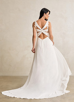 Azazie Ramona Final Sale Diamond White A-Line Scoop Sequins Chiffon Dress image5