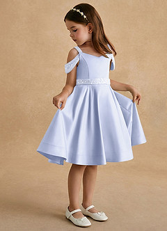 Azazie Judi Flower Girl Dresses Lavender A-Line Matte Satin Dress image1