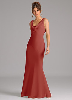 Azazie Rylina Bridesmaid Dresses Terracotta Mermaid Pleated Chiffon Dress image5