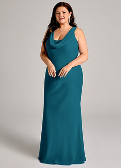 Azazie Rylina Bridesmaid Dresses Ink Blue Mermaid Pleated Chiffon Dress image9